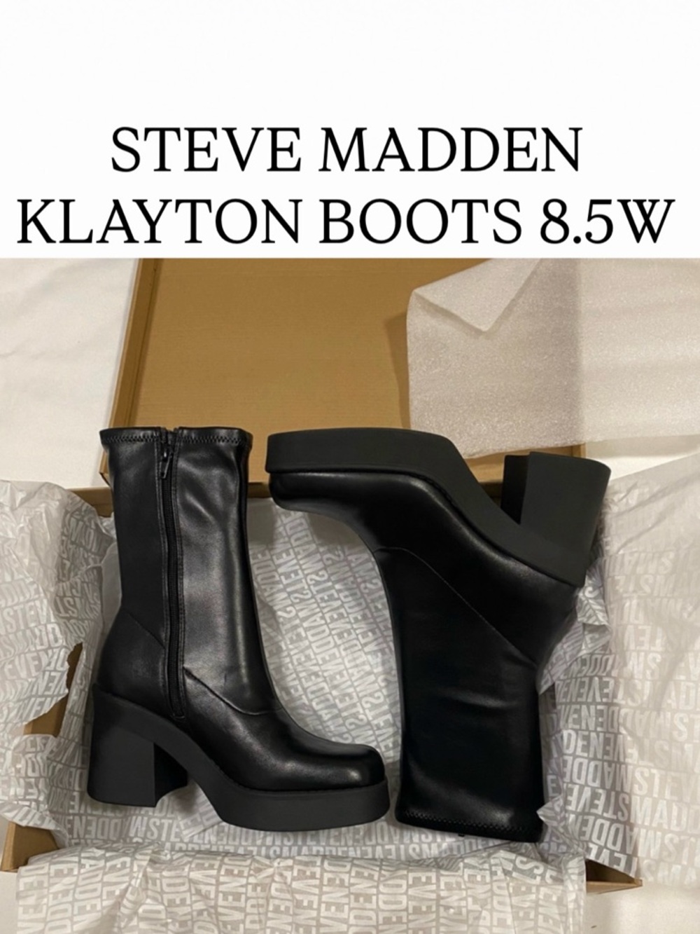 Steve Madden Black Klayton Platform Ankle Boots